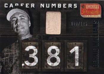 2013 Panini America's Pastime - Career Numbers #CNBW Bernie Williams Front