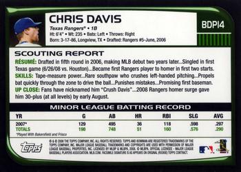 2008 Bowman Draft Picks & Prospects #BDP14 Chris Davis Back