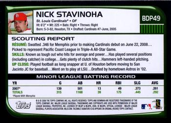 2008 Bowman Draft Picks & Prospects #BDP49 Nick Stavinoha Back