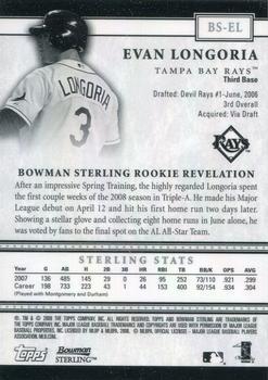 2008 Bowman Sterling #BS-EL Evan Longoria Back