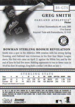 2008 Bowman Sterling #BS-GTS Greg Smith Back