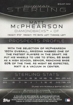 2013 Bowman Sterling - Prospect Autographs #BSAP-MM Matt McPhearson Back