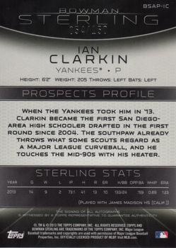 2013 Bowman Sterling - Prospect Autographs Refractors #BSAP-IC Ian Clarkin Back