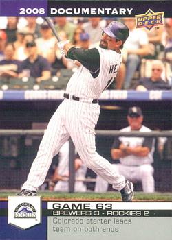 2008 Upper Deck Documentary #1893 Todd Helton Front