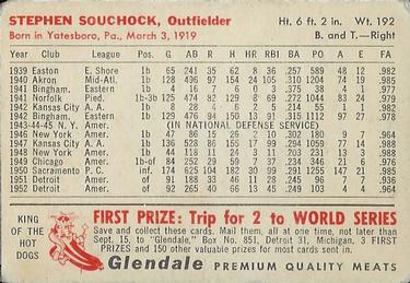 1953 Glendale Hot Dogs Detroit Tigers #NNO Steve Souchock Back