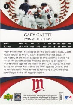 2007 Upper Deck 1987 World Series 20th Anniversary #7 Gary Gaetti Back