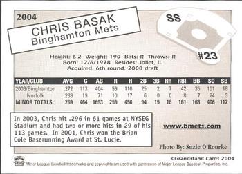 2004 Grandstand Binghamton Mets #3 Chris Basak Back