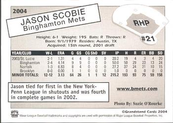 2004 Grandstand Binghamton Mets #26 Jason Scobie Back