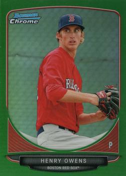 2013 Bowman Chrome - Prospects Green Refractors #BCP150 Henry Owens Front