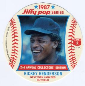 1987 Jiffy Pop Discs #14 Rickey Henderson Front