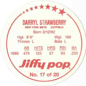 1987 Jiffy Pop Discs #17 Darryl Strawberry Back
