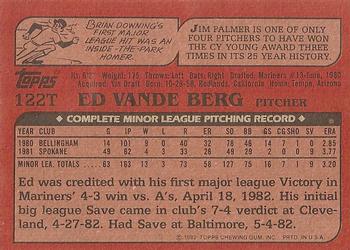 1982 Topps Traded #122T Ed Vande Berg Back