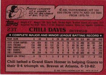 1982 Topps Traded #23T Chili Davis Back