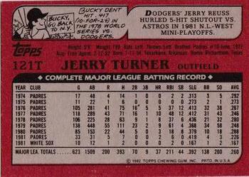1982 Topps Traded #121T Jerry Turner Back