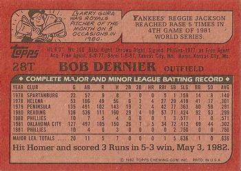 1982 Topps Traded #28T Bob Dernier Back