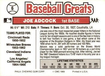1989 Swell Baseball Greats #6 Joe Adcock Back