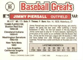 1989 Swell Baseball Greats #83 Jimmy Piersall Back