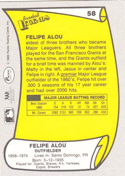1988 Pacific Legends I #58 Felipe Alou Back