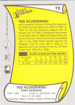 1988 Pacific Legends I #72 Ted Kluszewski Back
