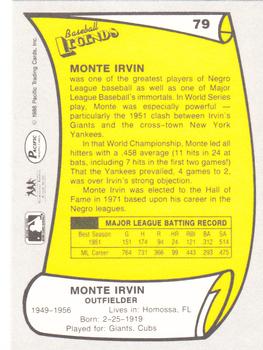 1988 Pacific Legends I #79 Monte Irvin Back