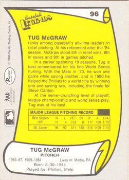 1988 Pacific Legends I #96 Tug McGraw Back
