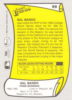 1988 Pacific Legends I #99 Sal Bando Back