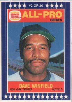 1986 Burger King All-Pro Series #2 Dave Winfield Front