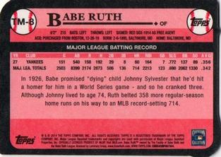 2014 Topps - 1989 Topps Die Cut Minis #TM-8 Babe Ruth Back