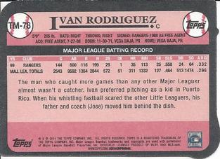 2014 Topps - 1989 Topps Die Cut Minis #TM-78 Ivan Rodriguez Back