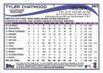 2014 Topps - Gold #380 Tyler Chatwood Back