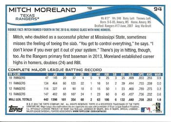 2014 Topps - Blue #94 Mitch Moreland Back