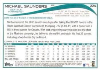2014 Topps - Green #224 Michael Saunders Back