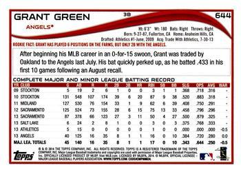 2014 Topps - Green #644 Grant Green Back