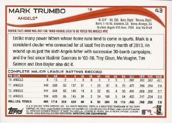 2014 Topps - Yellow #43 Mark Trumbo Back