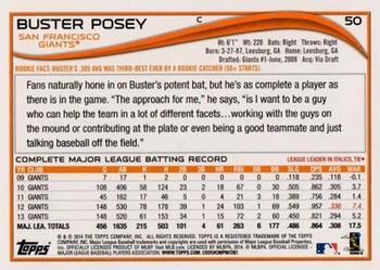 2014 Topps - Yellow #50 Buster Posey Back