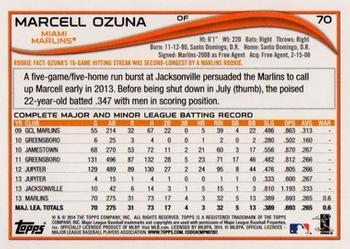 2014 Topps - Yellow #70 Marcell Ozuna Back