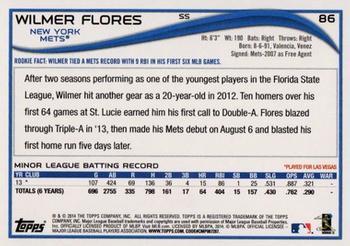2014 Topps - Yellow #86 Wilmer Flores Back