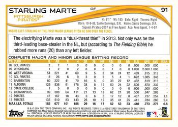 2014 Topps - Yellow #91 Starling Marte Back
