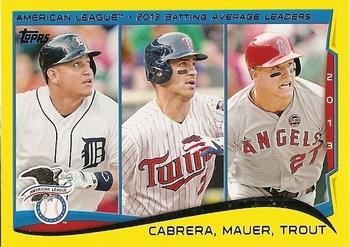 2014 Topps - Yellow #103 Miguel Cabrera / Joe Mauer / Mike Trout Front