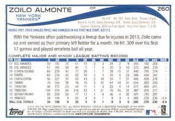 2014 Topps - Yellow #260 Zoilo Almonte Back