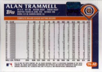 2003 Topps Retired Signature Edition - Autographs #TA-AT Alan Trammell Back