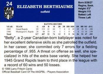 1995 Fritsch AAGPBL Series 1 #24 Betty Berthiaume Back
