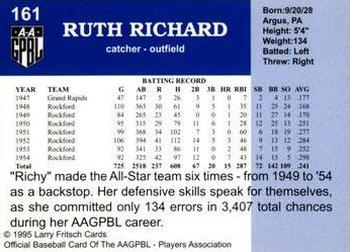 1995 Fritsch AAGPBL Series 1 #161 Ruth Richard Back