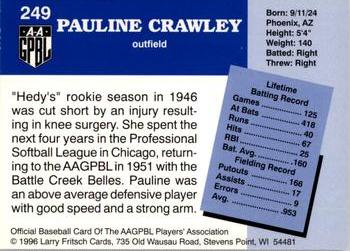 1996 Fritsch AAGPBL Series 2 #249 Pauline Crawley Back