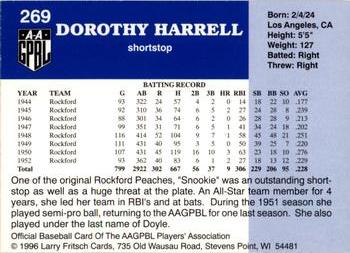1996 Fritsch AAGPBL Series 2 #269 Dorothy Harrell Back