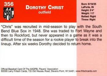 2000 Fritsch AAGPBL Series 3 #356 Dorothy Christ Back