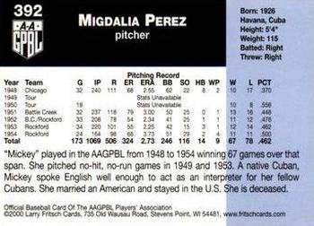 2000 Fritsch AAGPBL Series 3 #392 Mickey Perez Back