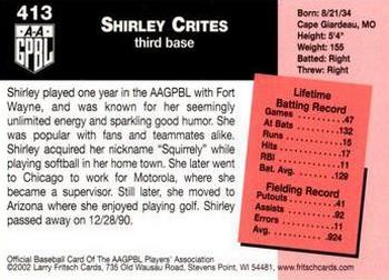 2002 Fritsch AAGPBL Update Series #413 Shirley Crites Back