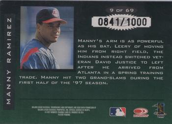 1997 Donruss Limited - Fabric of the Game #9 Manny Ramirez Back