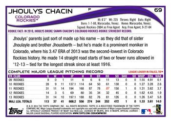 2014 Topps - Red #69 Jhoulys Chacin Back